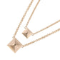 HERMES HERMES Crew de H 2 Chain Diamond Necklace Size 40 18K Pink Gold