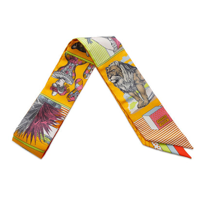 HERMES Twilly Grand Theater Nouveau Soleil / Vert Fluo / Multicolor Silk100%