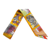 HERMES Twilly Grand Theater Nouveau Soleil / Vert Fluo / Multicolor Silk100%