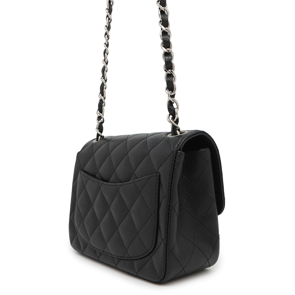 CHANEL Mini Matelasse ChainShoulder Bag BlackA35200 Caviar Leather Size 17