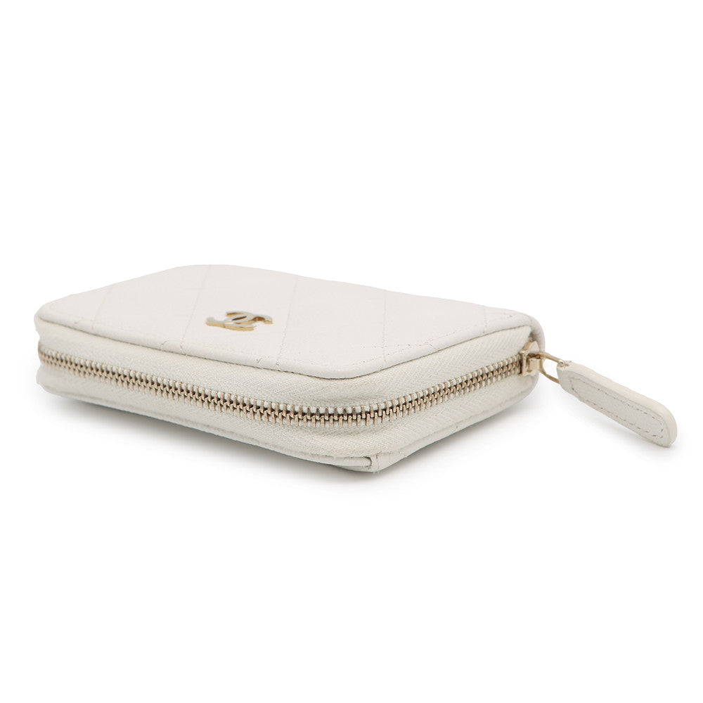CHANEL Classic zip coin purse WhiteAP0216 Caviar Leather