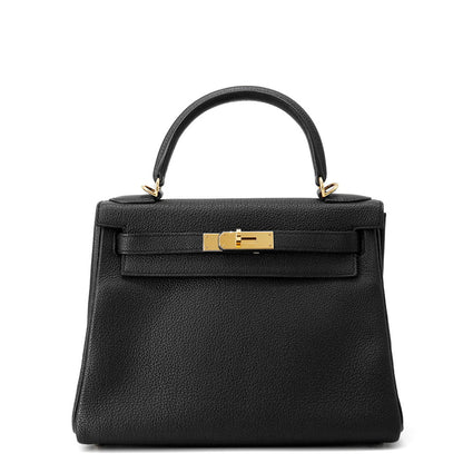 HERMES Kelly Retourne Black Togo Leather Size 28
