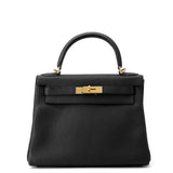 HERMES Kelly Retourne Black Togo Leather Size 28