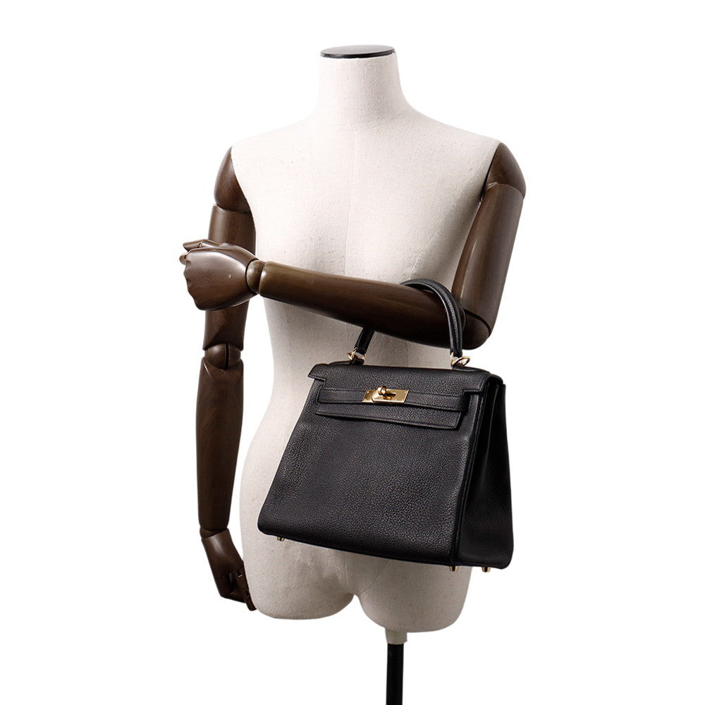 HERMES Kelly Retourne Black Togo Leather Size 28