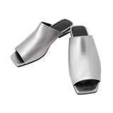 HERMES Sandals《Idol》 Silver Leather Size 36