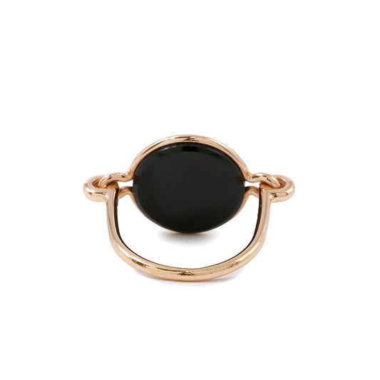 HERMES Exlibris Ring Size 52/#12 18K Pink Gold