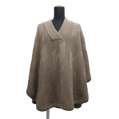 HERMES Poncho "H" motif Size 34 Brown Wool 100%