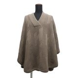 HERMES Poncho "H" motif Size 34 Brown Wool 100%