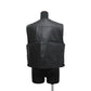 HERMES Serie Button Sleeveless Vest Size 42 Black Goatskin Leather