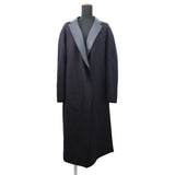 HERMES Soft Tilt Leather Mix Coat Size 38 Navy/Black Cashmere86% Silk14% Sheepskin