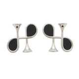 HERMES Col H Earrings Black Swift Leather Metal