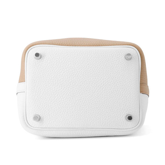 HERMES Picotin Lock Casaque2 Beige Marfa/New White/Macassar Taurillon Clemence Size PM
