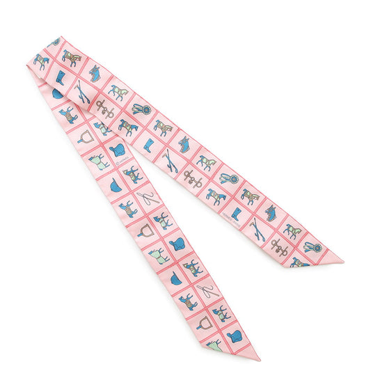 HERMES Twilly Couvertures et Tenues de Jour Rose/Blue/VertH061356S Silk100%