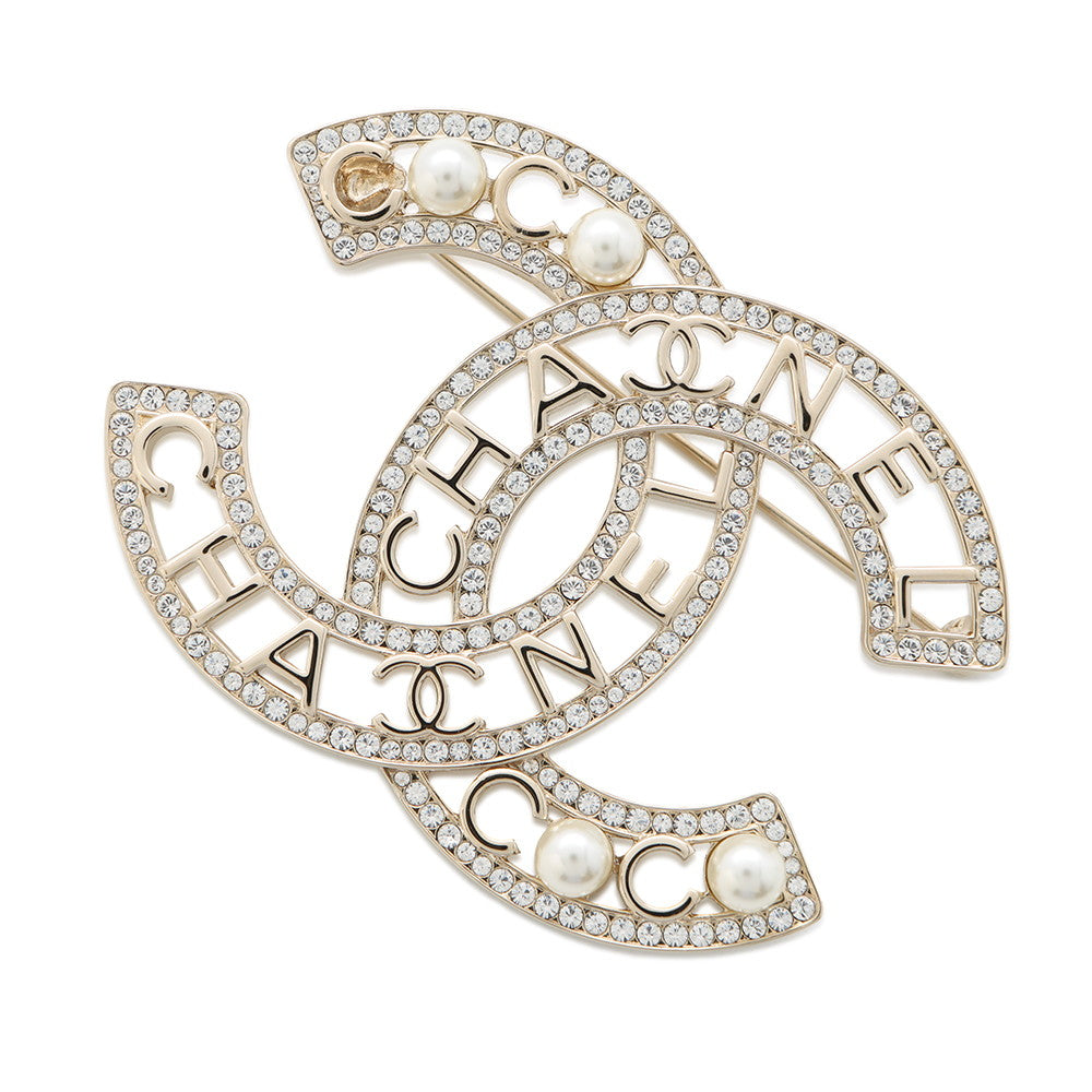CHANEL CC Logo CCBroochAB4879 Metal Faux Pearl  Rhinestone
