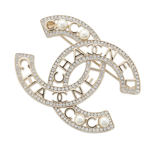 CHANEL CC Logo CCBroochAB4879 Metal Faux Pearl  Rhinestone