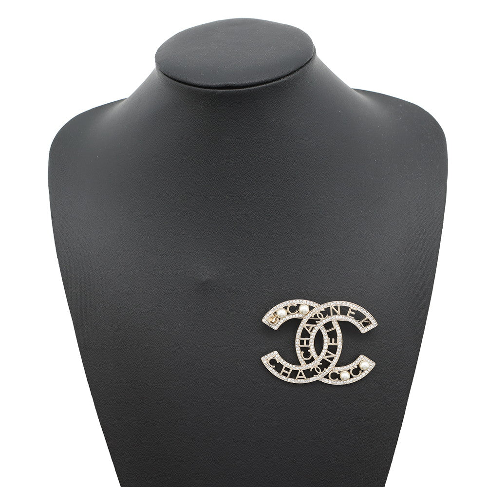 CHANEL CC Logo CCBroochAB4879 Metal Faux Pearl  Rhinestone
