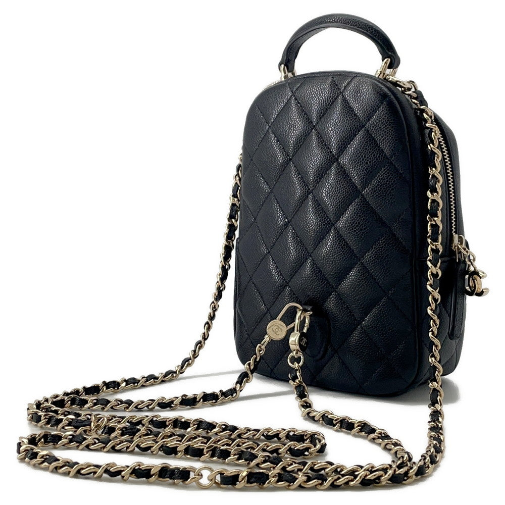 CHANEL Matelasse 2WAY Shoulder  Backpack BlackAP3753 Caviar Leather Size Mini