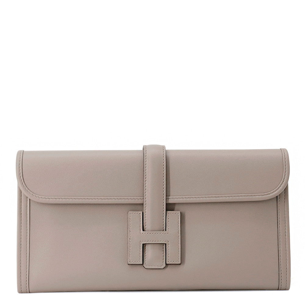 HERMES Jige Gris Asphalt Swift Leather Size PM