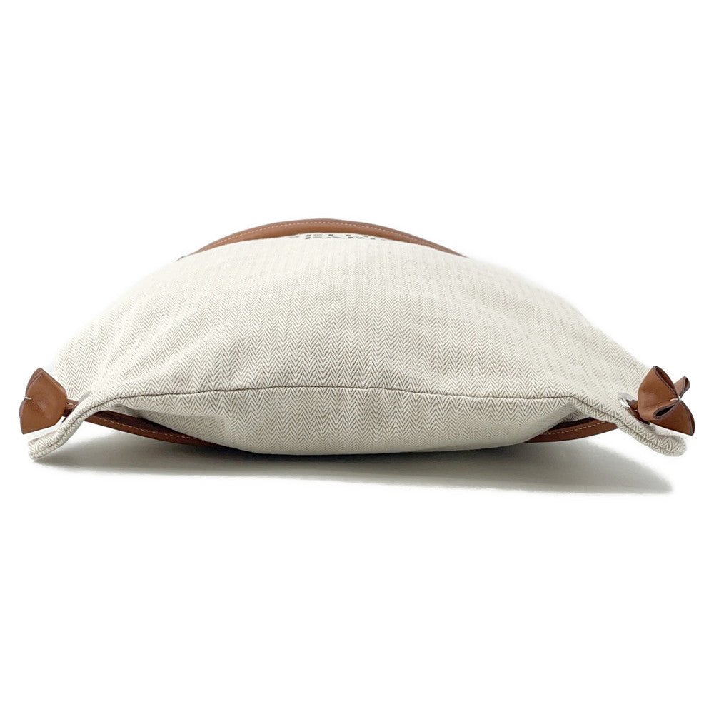 HERMES Aline Backpack Beige/Natural Toile Chevrons Barenia Leather