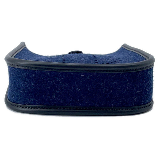 HERMES Evelyne Long Blue Nuit/Black Felt Swift Leather Size TPM