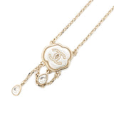 CHANEL CC Logo Cloud Design Necklace Gray/GoldABF889 Metal Faux Pearl  Rhinestone