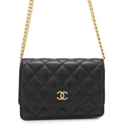 CHANEL Matelasse PearlChain Mini Chain Wallet BlackAP2932 Lambskin