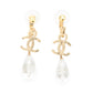 CHANEL CC Logo Hoop Drop Motif Earrings Metal Resin