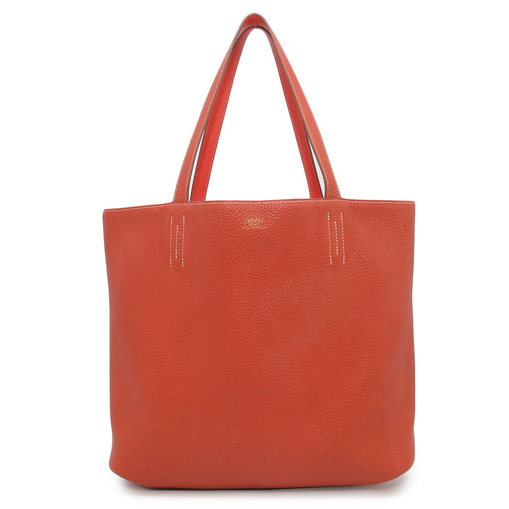 HERMES Double sense Rose Jaipur/Sanguine Taurillon Clemence Size 45