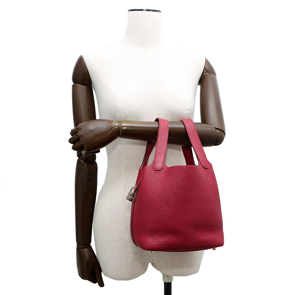HERMES Picotin Lock Ruby Taurillon Clemence Size PM