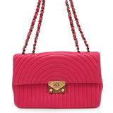 CHANEL Design Stitch ChainShoulder Bag Pink Lambskin