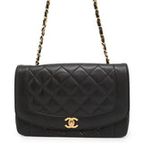 CHANEL Diana Matelasse ChainShoulder Bag BlackA01165 Lambskin Size 25