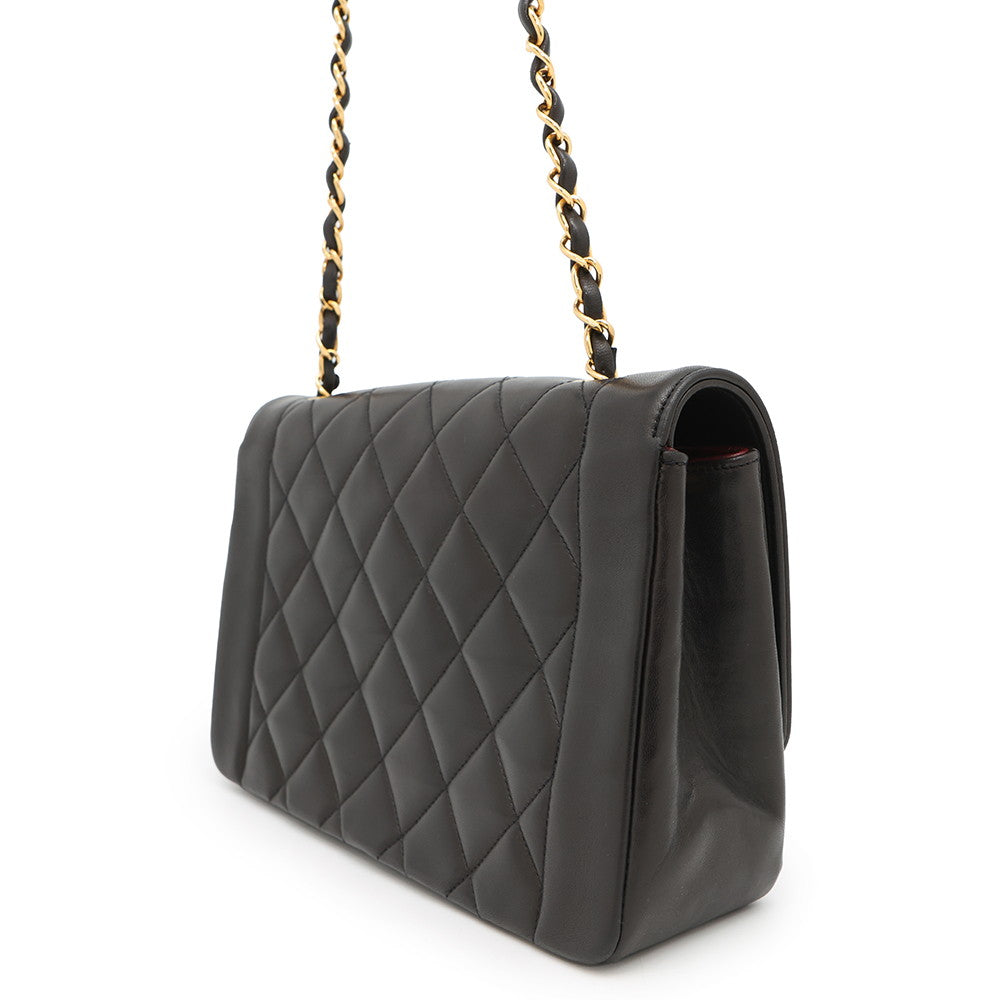 CHANEL Diana Matelasse ChainShoulder Bag BlackA01165 Lambskin Size 25