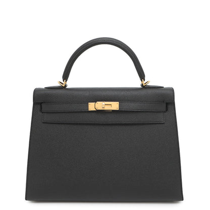HERMES Kelly Sellier Black Epsom Size 32