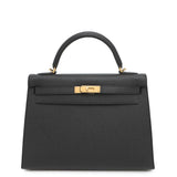 HERMES Kelly Sellier Black Epsom Size 32