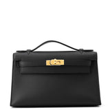HERMES PochetteKelly Black Swift Leather