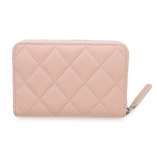 CHANEL Matelasse CHANEL19 Zip Coin Purse Pink/BlueAP3716 Caviar Leather
