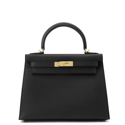 HERMES Kelly Sellier Black Epsom Size 28