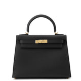 HERMES Kelly Sellier Black Epsom Size 28
