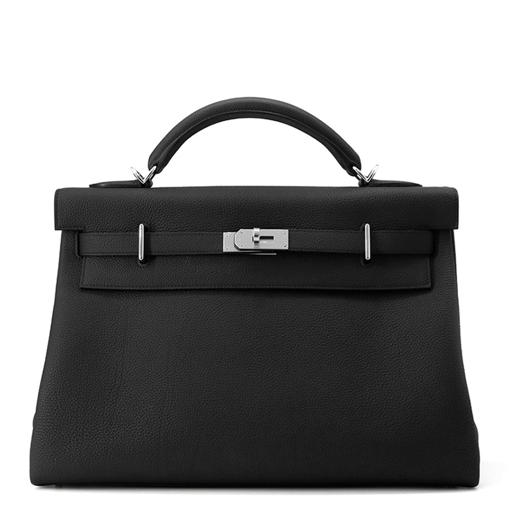 HERMES Maxi Kelly Black Togo Leather Size 42