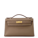 HERMES PochetteKelly Etoupe Swift Leather