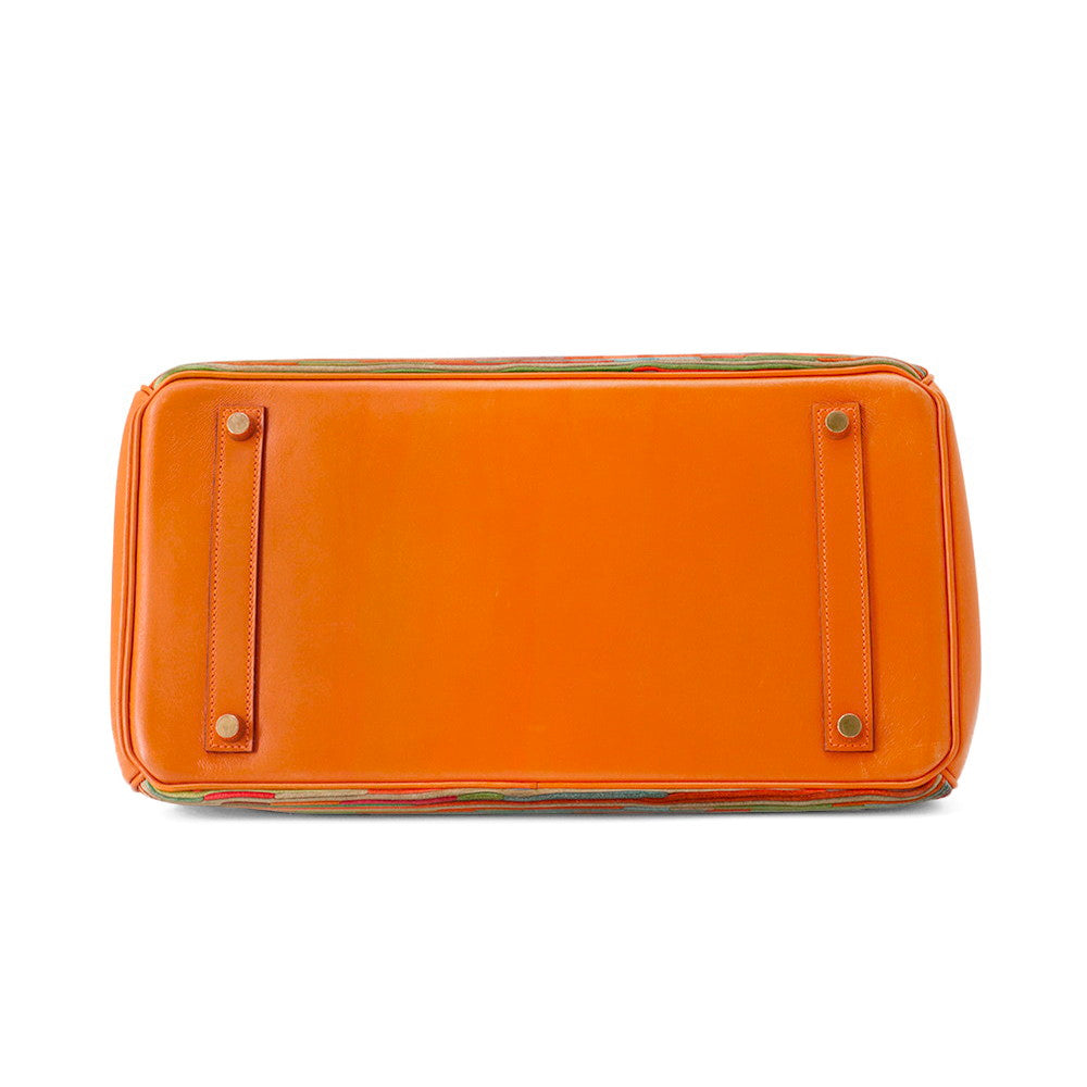 HERMES Birkin Orange Vibrato Box Calf Leather Size 35
