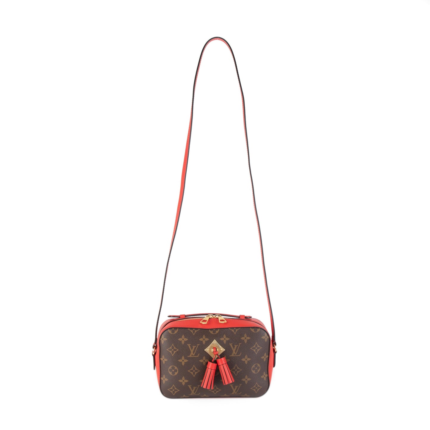 Louis Vuitton Louis Vuitton Brown Monogram Canvas & Coquelicot Leather Saintonge Bag