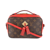 Louis Vuitton Louis Vuitton Brown Monogram Canvas & Coquelicot Leather Saintonge Bag