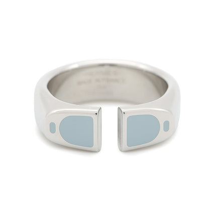 HERMES Etrier Ring Size 64 Blue RunH100060FJ0360 Metal