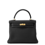 HERMES Kelly Black Togo Leather Size 25