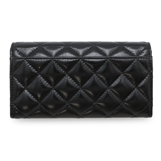 CHANEL Matelasse Long Wallet BlackAP4261 Shiny Calf Leather
