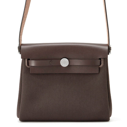 HERMES Herbag zip Ebene Toile Military Vache Hunter Leather Size Mini