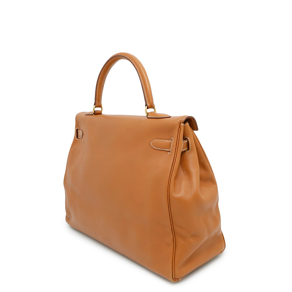 HERMES Kelly Retourne Gold Swift Leather Size 35