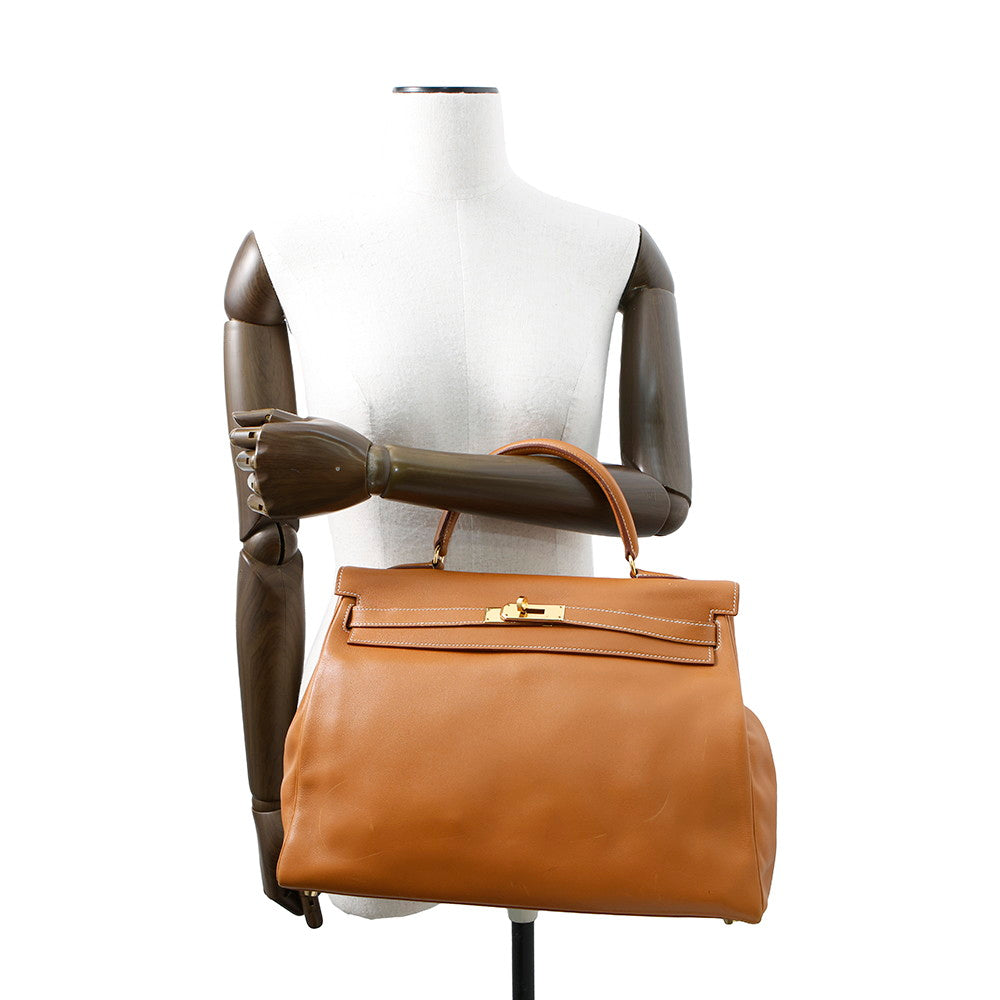 HERMES Kelly Retourne Gold Swift Leather Size 35