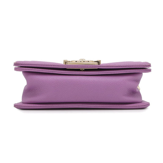 CHANEL Matelasse Boy Chanel Shoulder Bag PurpleA67085 Caviar Leather Size Small